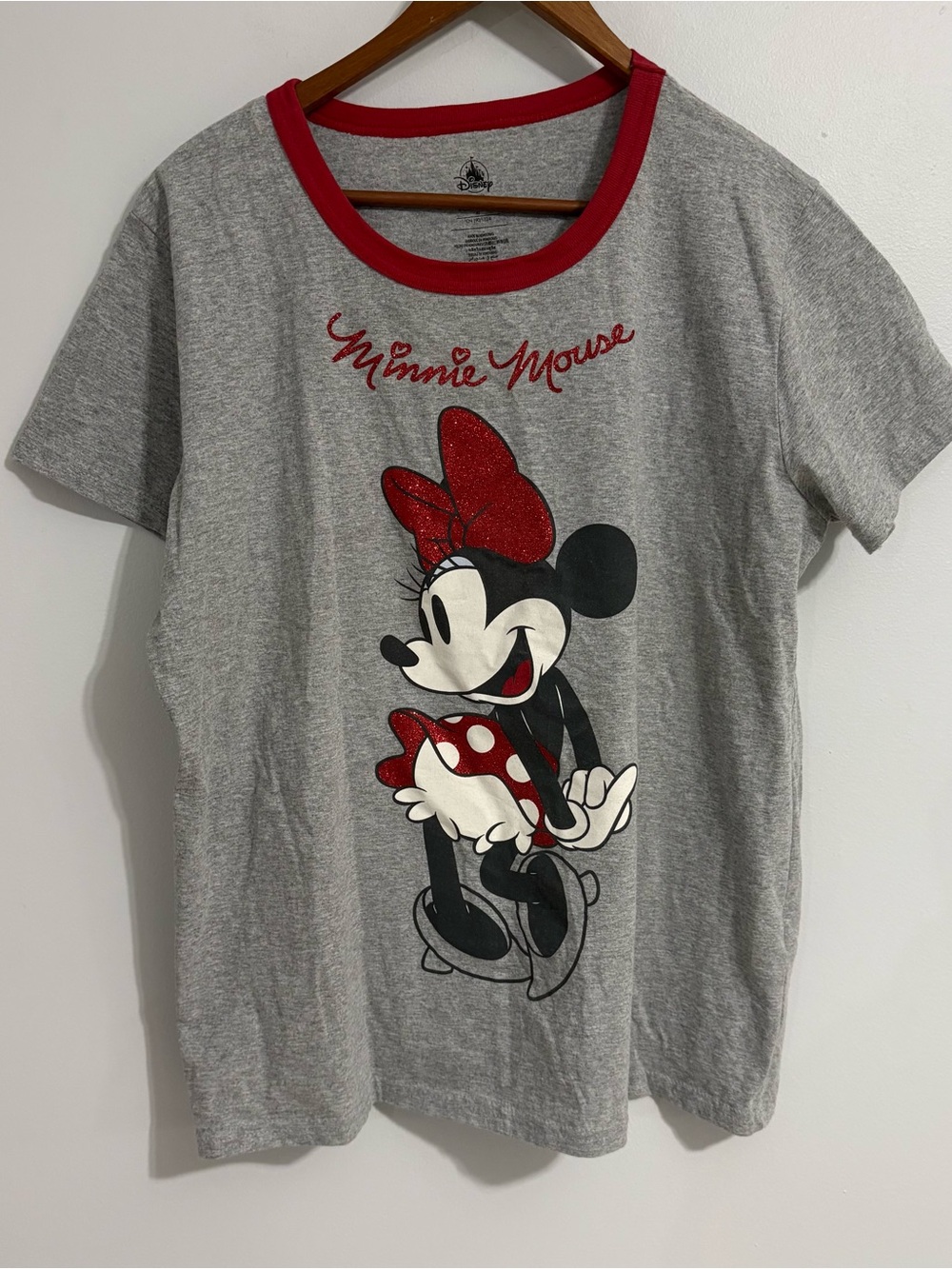 Minnie Mouse Disney Tee XL Glitter Red